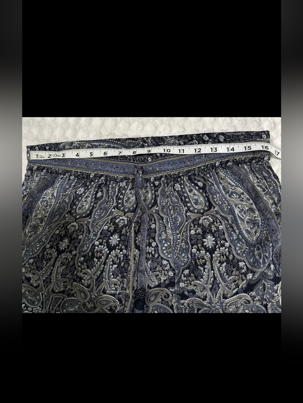 Calypso St. Barth Silk Pants Cropped Pull On Jogger Stretch Gray Paisley Size M - Picture 9 of 11